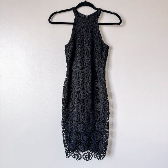 Rue21 Black Lace High Neck Mini Cocktail Dress Size Small - Picture 1 of 6